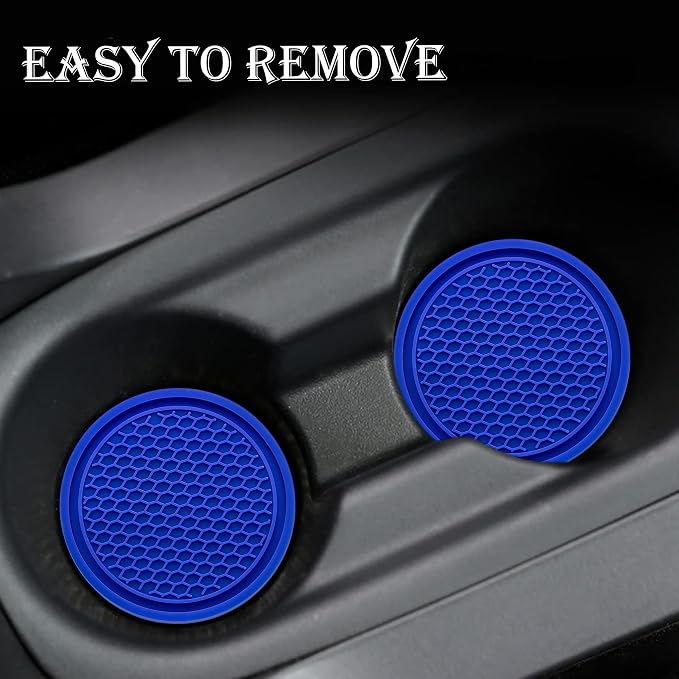 2PCS Car Cup Holder Coaster, Universal Auto Non-Slip Cup Holder Coaster, 2.75In Universal Non-Slip Recessed Car Interior Accessories (Deep Blue)
