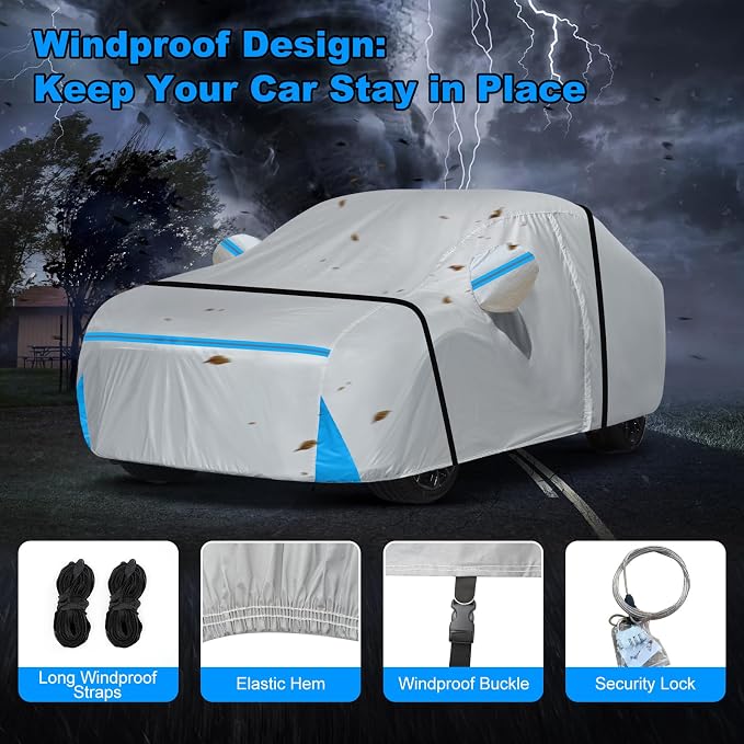 Car Cover for 2002-2026 Nissan Altima, Waterproof Custom-fit All Weather Sun Rain UV Snow Wind Protection Outdoor Altima Full Car Cover with Door Zipper & Cotton Lining-Grey