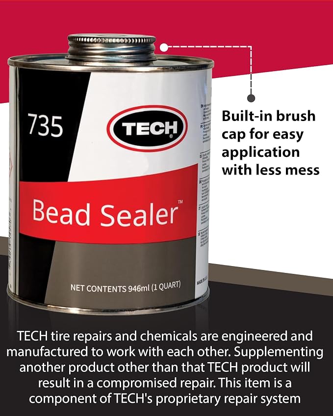 TECH Tire Bead Sealer, 1 Quart – Stops Leaks Between Rim and Edge, Fills Gaps for Old or New Wheels, Compatible with Tubeless Sealants, Solution for Reliable Leak Prevention and Repairs