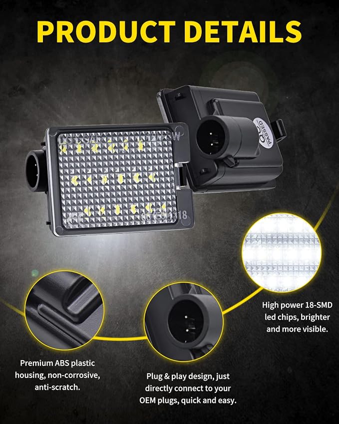 LED License Plate Lights Bright White Tag Lamp Assembly Replacement Compatible with 2014 2015 2016 2017 2018 2019 2020 2021 2022 Dodge Durango, Pack of 2