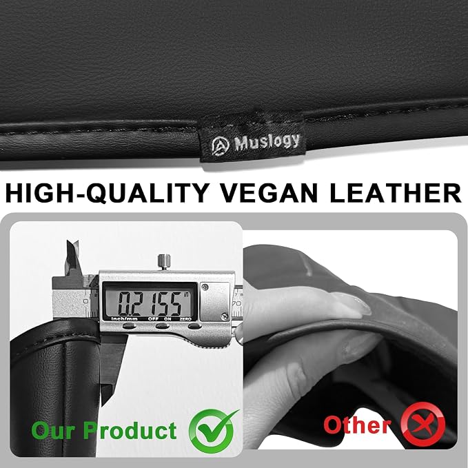 Muslogy Center Console Armrest Cover Fit for Tesla Model Y Refresh 2026 Accessories, Comfort Armrest Pad Console Lid Cushion Vegan Leather Regular Thick (Black)