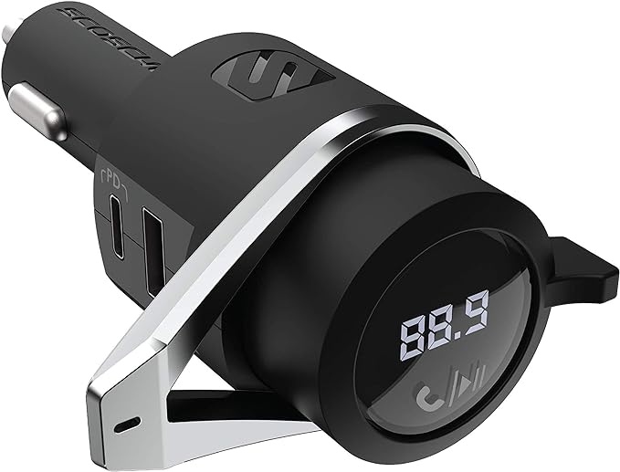 Scosche BTFMPD3SR-SP1 Universal Bluetooth Hands-Free Car Kit with Digital FM Transmitter and 20-Watt USB-C PD + 12W Type-A Charging Ports