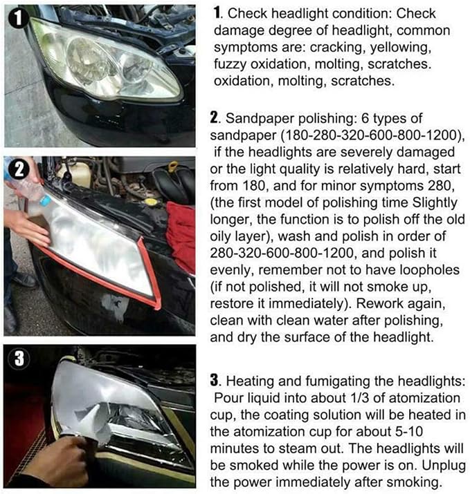 Atomizing Cup, Car Headlight Lens Polish Repair Tool Auto Restore Kit Clear, Headlight Restoration Wipe & Washer Kit (Restorer Kit)