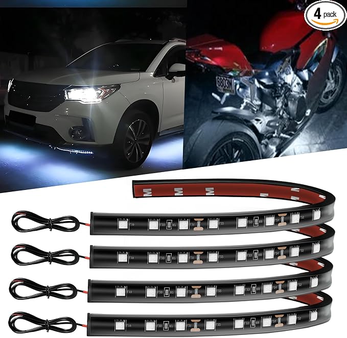 12V Led Light Strip 12.7" Waterproof White Led Light Strips for Car Golf Cart Motorcycles Truck Boat Strip Lights,Pack of 4
