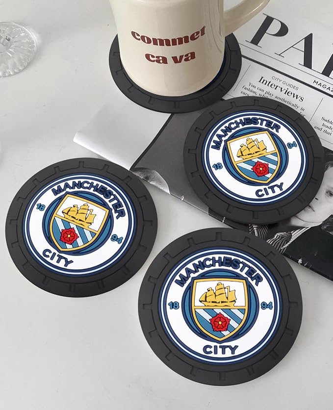 Cup Holder Insert Coaster for Manchester City UEFA UCL Fans,Anti Slip Car Cup Coaster Interior Accessories