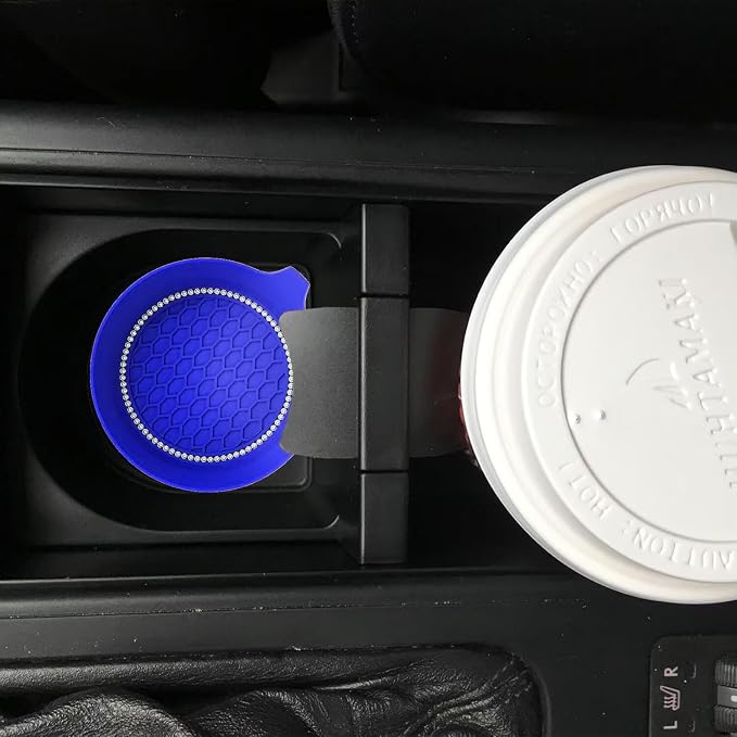 4 PCS Car Cup Coasters, Universal Cup Holder Coaster for Car Accessories, Bling CupHolders Insert for Women Non-Slip Silicone Car Cup Holder Coasters