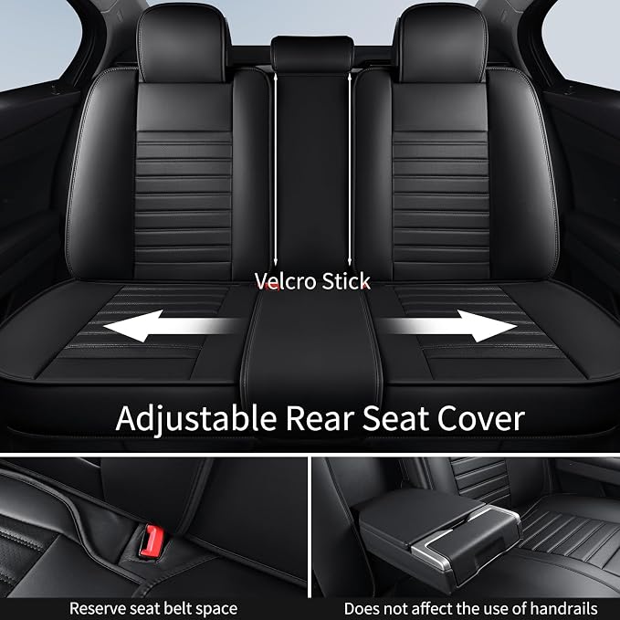 HChengkikz Car Seat Cover, Faux Leather, Waterproof (Black) | Breathable, Airbag Compatible, Easy Maintenance, Universal Fit for Most Sedans SUVs Pick-ups Trucks