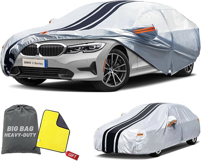 Car Cover Custom Fit for BMW 3 Series 320i 325i 328i 330i 335i (2013-2026) | Waterproof All Weather for Automobiles Full Exterior Cover Rain Sun Snow UV Protector.