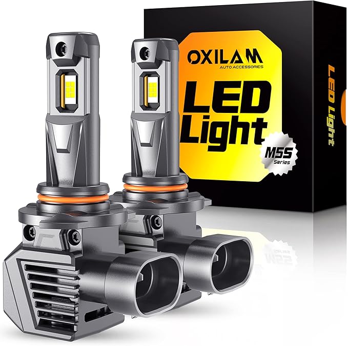 OXILAM 9012/Hir2 LED Light Bulb, 1300% Brighter 6500K Cool White, Anti-Flicker, 60,000Hrs Lifespan, Plug and Play, IP68, HIR2LL LED Light Compatible with Cars Trucks SUVs, Pack of 2