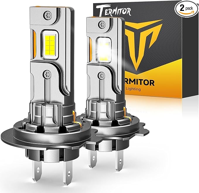 Termitor H7 LED Bulbs, 90,000LM 6500K Cool White Hi/Low Fog Light, Real 1:1 Halogen Size, No Adapter Required, Plug and Play, 85000+ Hours Long Service Life, Non-Polarity, Pack of 2