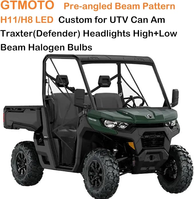 for 2016-2021 2022 2023 2024 2025 Can Am Defender LED Headlights | Can-Am 219800149 715900653 Led Bulbs, H11 H8 High and Low Beam Headlamp Combo, 6000K Bright White UTV Offroad Lights, 4-Pack