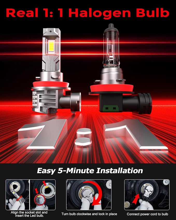 【2026 New Upgrated】 S Series Fog Light 90-05 & H-11 Bulb Combo, 80000LM 800% Brighter Real 1:1 Mini Size Design,120W Fanless Light Bulbs, 6000k Cool White, Plug and Play，Pack of 4