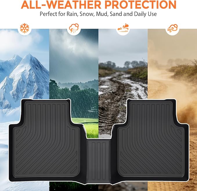 Floor Mats for Volkswagen VW Tiguan 5 Seats 2018-2024 (Not for 7-Seat) | Custom Fit Heavy Duty TPE All Weather Protection, Waterproof Non-Slip Black Car Liners (Two-Row Floor Mats & Cargo Liner)
