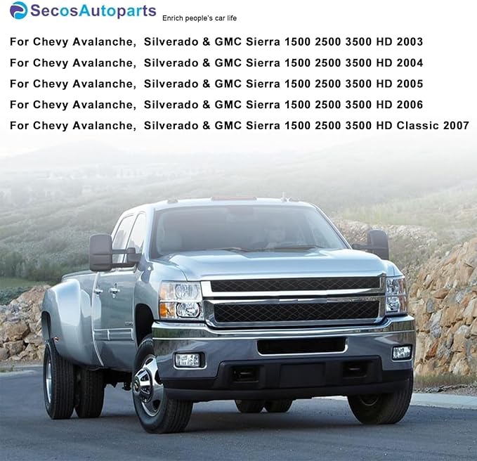 SecosAutoparts Tan #522 Front Driver and Passenger Side Bottom and Top Lean Back Replacement Leather Seat Cover Compatible with Chevy Silverado GMC Sierra 1500 2500 3500 HD 2003 2004 2005 2006 2007
