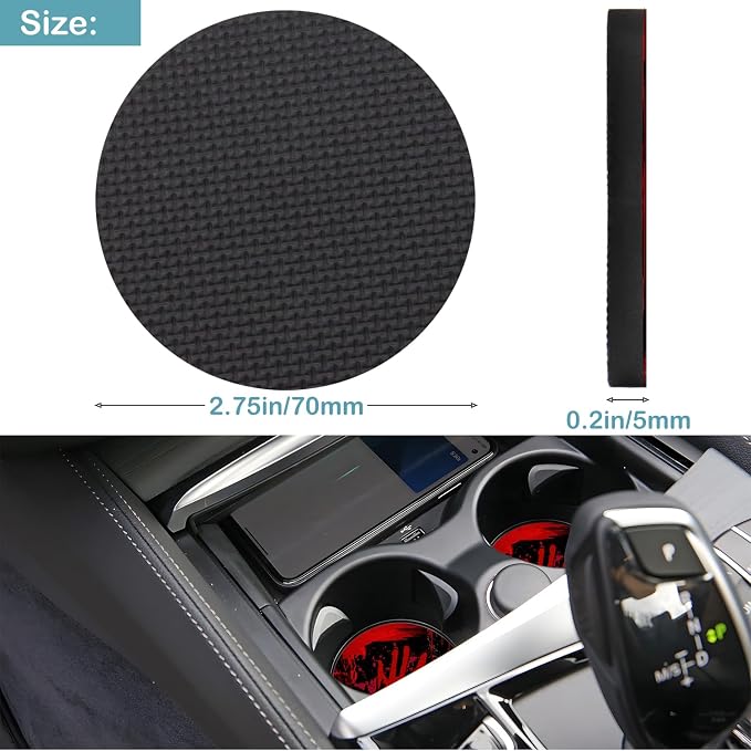 Car Cup Holder Coasters, 2 Pack – 2.75" Universal Auto Anti-Slip Insert Coaster, Rubber Car Coasters, Personalized Car Accessories for Women & Men (Blood Splattered Handprints)