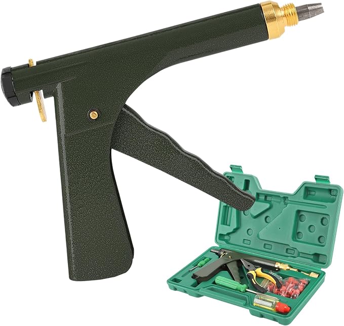 Tire Repair Kit With Plugs Mushroom Tire Plug Kit Tire Patch Kit Heavy Duty Professional Tubeless Tire Gun Puncture Kit for Tyre Punctures and Flats on Cars Motorcycles Trucks and Tractors (Green)