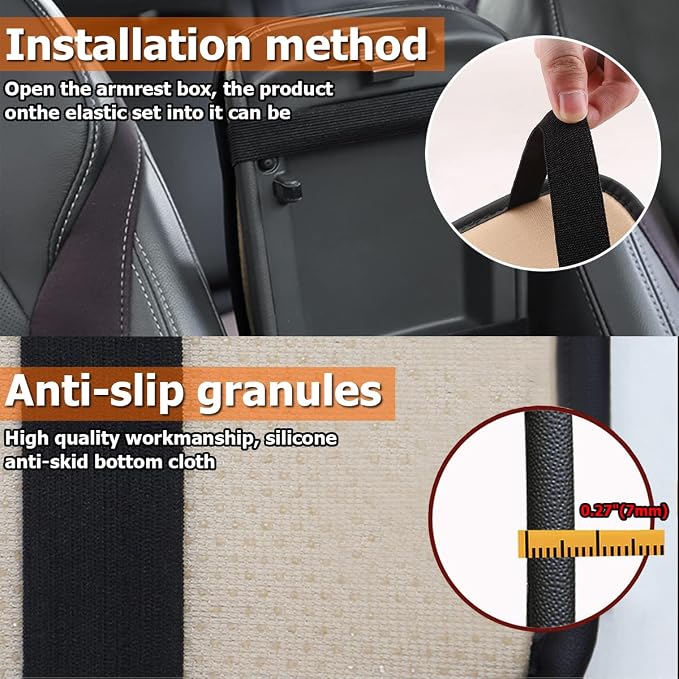 Auto Center Console Pad, PU Leather Car Armrest Seat Box Cover, Waterproof Non Slip Soft Armrest Box Cushion Protector, Car Accessories for Women Men, Universal for SUV, Truck, Van (Black/Red)