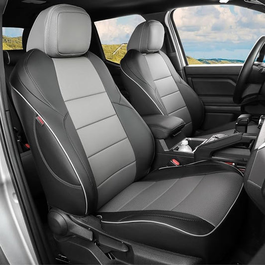 EKR Tacoma Car Seat Covers Custom Fit for Toyota Tacoma (Petrol) 2024 2025 2026 DoubleCab/CrewCab SR/SR5/TRD Sport/TRD Off-Road/Limited -Truck Seat Covers Full Set,Faux Leather(Black/Gray)