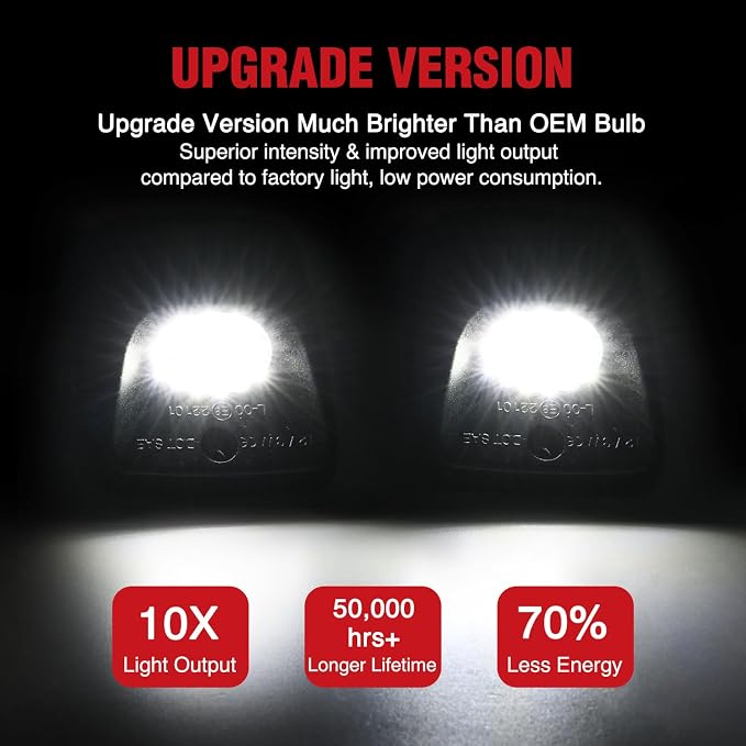 Nilight License Plate Lights Compatible with 1995 1996 1997 1998 1999 2000 2001 2002 2003 2004 Toyota Tacoma Black Housing 6000K White 2PCS Pack