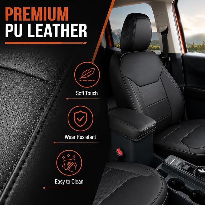 Mabett Seat Covers for Ford Maverick 5-Seat, Interior Protectors fit 2026 2022-2025 Maverick Accessories, Full Protection, Pu Leather (Black)