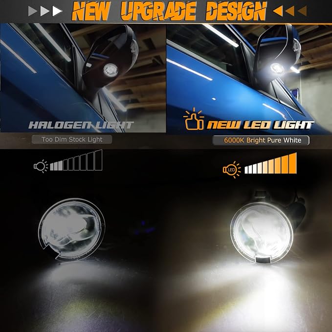 HERCOO LED Side Mirror Puddle Light Lamp Assambly Compatible with Ford F150 Ranger Edge Fusion Explorer Expedition Flex Taurus X, 6000K White, Pack of 2