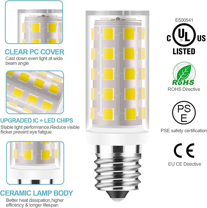 No Flicker Double-Sided Mirror Bulb 40W Equivalent for Conair & Jerdon Makeup Mirrors, 1PCS Natural White