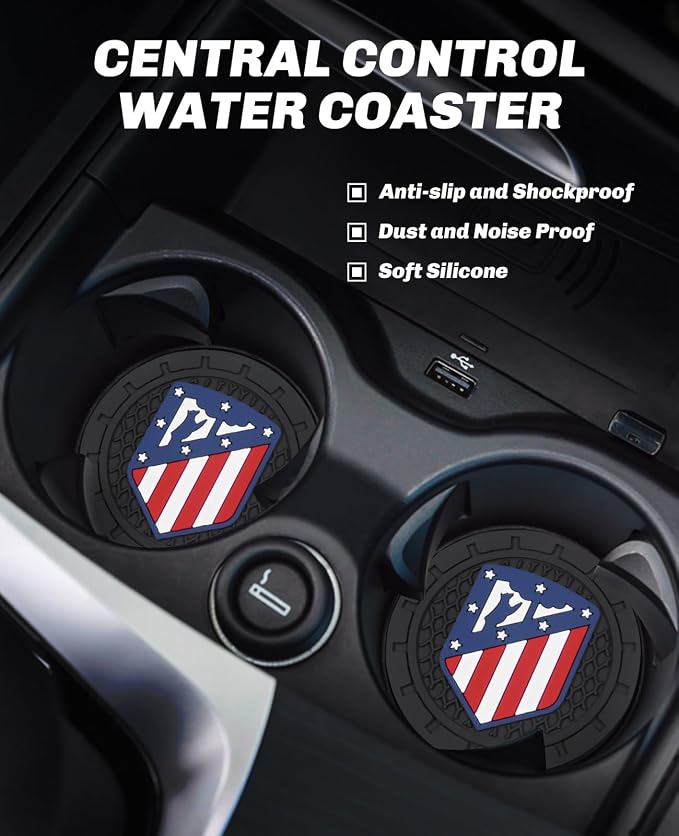 Cup Holder Insert Coaster for Atletico Madrid UEFA UCL Fans,Anti Slip Car Cup Coaster Interior Accessories