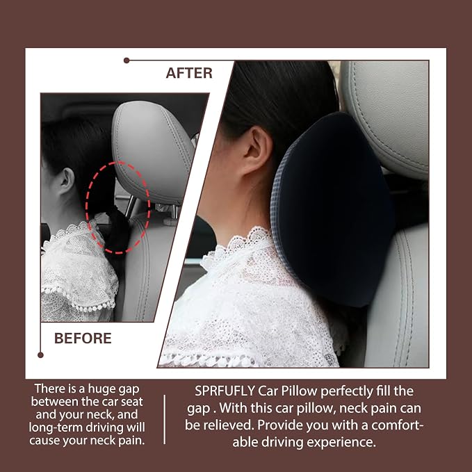 Really Cushiony Car Headrest Pillow, Car Pillow for Driving Seat with Adjustable Strap, Breathable Removable Cover & Ergonomic Design - Softness Office Travel Car Neck Pillow(Purple, 1PC) | Neck Support with Adjustable Strap, Breathable Removable Cover...