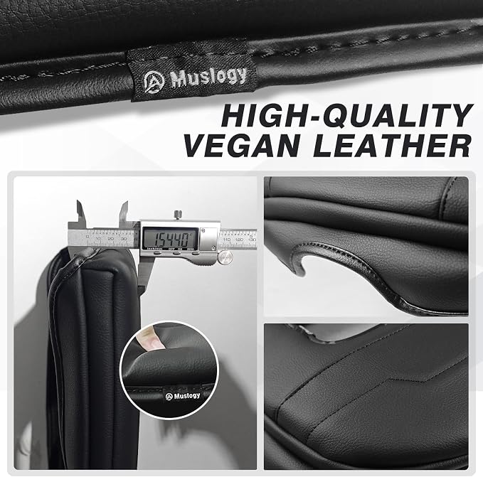 Muslogy Center Console Armrest Cover Fit for Chevy Silverado & GMC Sierra 1500 2500 3500 2022-2026 Accessories, Comfort Armrest Pad Console Lid Cushion Vegan Leather 1-Inch Extra Thick(Bucket Seat)