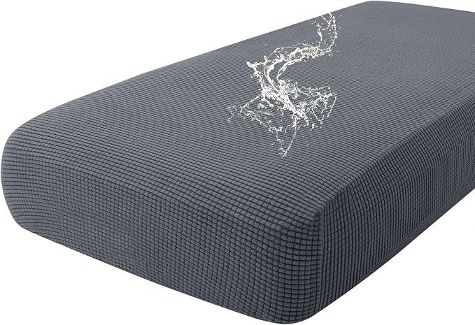hyha Waterproof Couch Cushion Covers for Pets, Non Slip Sofa Seat Cover for Dogs Washable, Soft Thick Stretch Jacquard Fabric, Sofa Slipcovers with Elastic Bottom (1 Piece for Large, Grey)