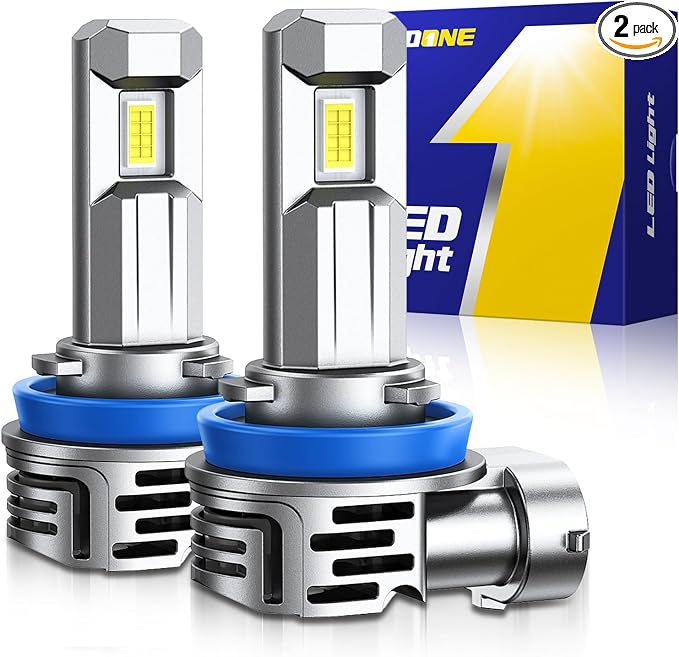 AUTOONE H11 Light Bulbs H8 H9 LED, 1:1 Mini Size, 60,000LM Brightness, No Flicker 6500K Cool White, Easy 3 Min Plug and Play, IP68 Rated, Long Lifespan, 2 PCS