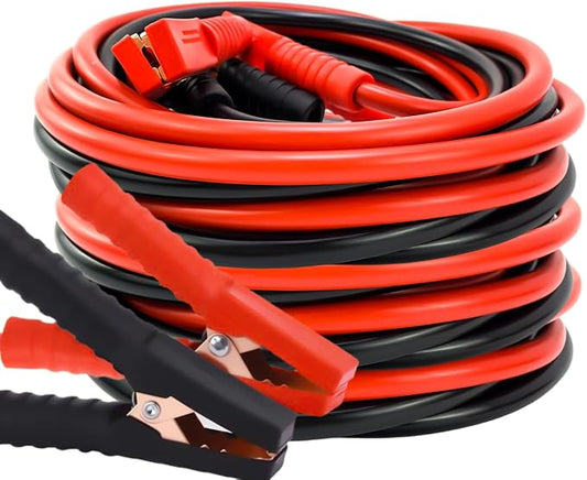 0 Gauge 30FT Jumper Cables, Commercial Grade Automotive Booster Cables for Jump Starting Dead or Weak Batteries, Heavy Duty Booster Cable for Car Van Truck,With Storage Bag & Gloves