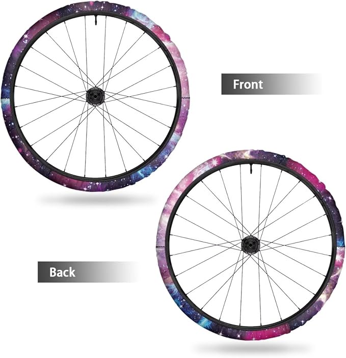 Purple Pink Galaxy Wheelchair Wheel Covers 2 Pack Wheelchair Tyre Covers Neoprene Wheel Cover for Transport Wheelchair Wheels, 24 Inch