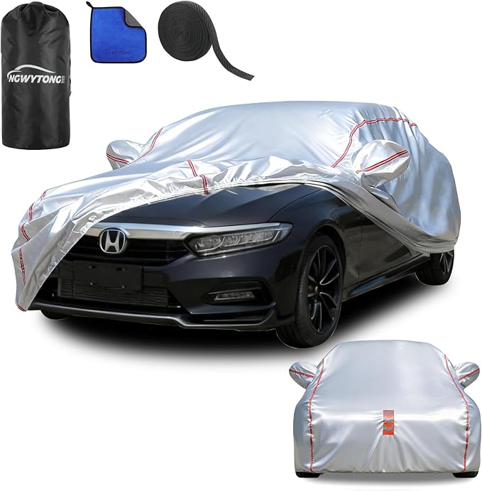 Waterproof All Weather Heavy Duty Vehicle Cover, 360° Underbody Wrap Windproof Design, Quick Install Outdoor Cover,（for Honda Accord 2002-2025）