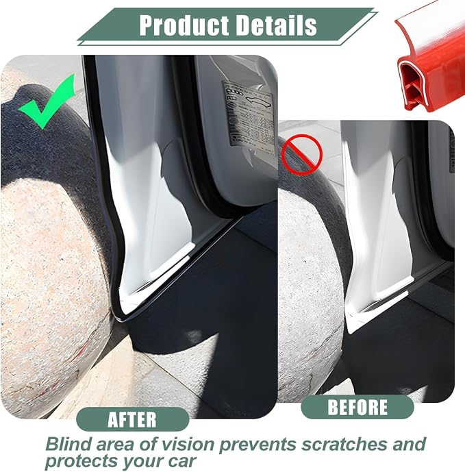 Osilly Car Door Protector Edge Guards, 33Ft Anti Collision U Shaped Automobile Door Seal Protector, No Glue Vehicle Exterior Edge Trim Protective Strip Accessories, Universal Fit (Red)
