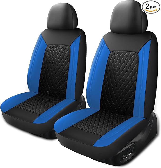 HChengkikz Faux Leather Front Car Seat Covers, 2 Pack Seat Protectors | Easy to Install Auto Interior Accessories Universal Fit for Sedans, SUVs, Trucks, Vans