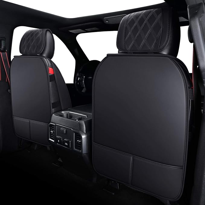Aierxuan Full Set Car Seat Covers Custom Fit 2009-2026 Ford F150 Crew Cab and 2017-2026 F250 F350 F450 Super Duty Pick-up Truck, Automotive Vehicle Cushion Cover with Waterproof Leather (Black)