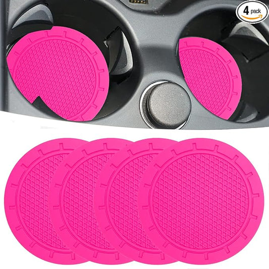 Car Cup Holder Coaster, 4 Pack 2.75 Inch Diameter PVC Non-Slip Universal Insert Coaster, Durable, Suitable for Most Car Interior, Car Accessory for Women Men Rose
