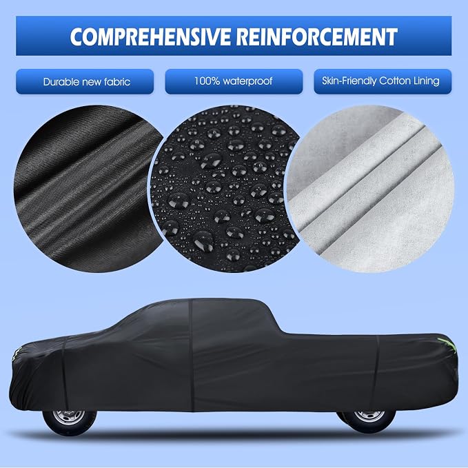 Truck Cover Waterproof All Weather, 6 Layers Pickup Cover Fit for Ford F250/F350, Chevrolet Silverado, Ram 2500, Gmc Sierra, See Size Chart (T5 Fit Truck Length Up to 266 inch)