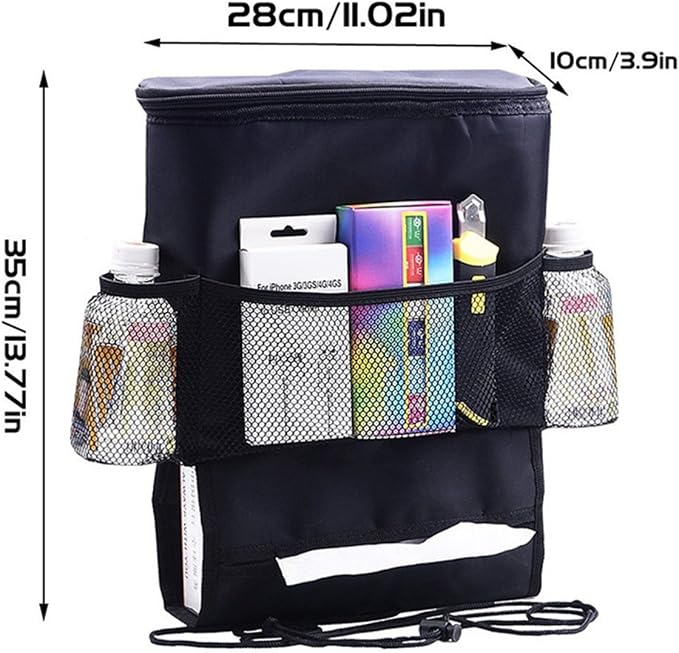 KAFEEK Car Seat Organizer/Auto Seat Back Organizer/Multi-Pocket Travel Insulated Drinks Holder Cooler/Storage Bag Cool Wrap Bottle Bag with Mesh Pockets(Heat-Preservation)