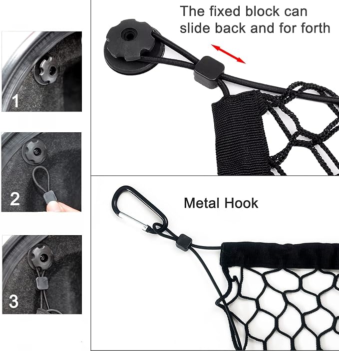 BAILALIBO Cargo Net with Metal Hooks, 53x18 in | Elastic stretchable mesh, adjustable for Pickup/truck/jeep, universal fit, secure trunk storage, heavy-duty for car exterior