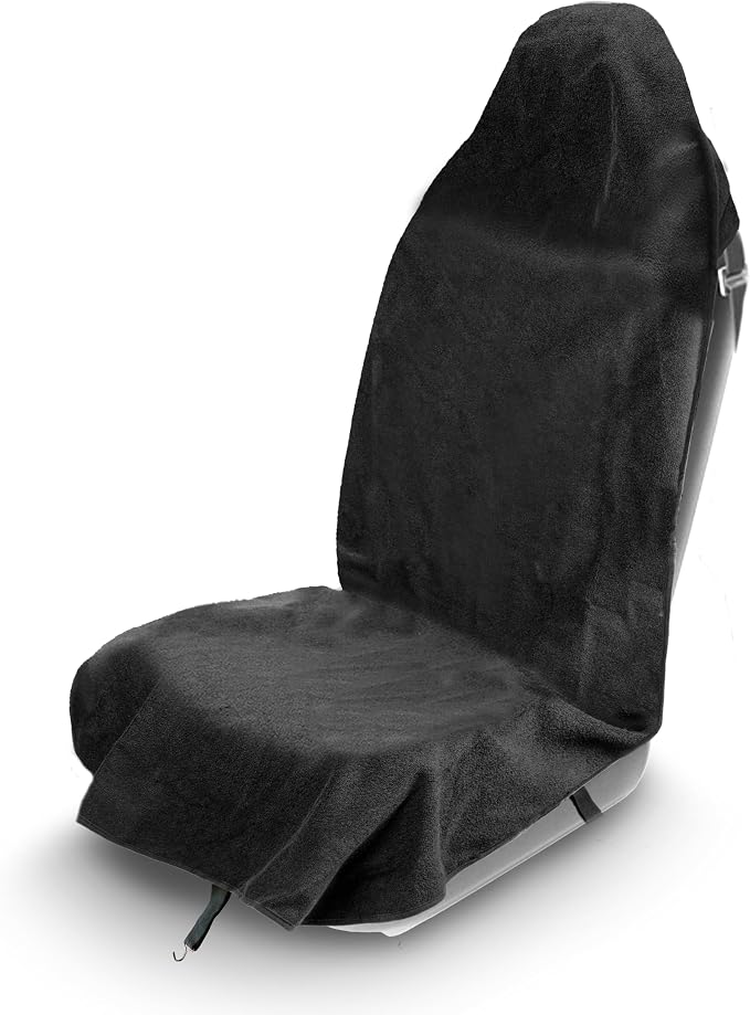 EcoNour Car Seat Cover Sweat Towel – Waterproof Universal Seat Protector for Gym, Workout, Swimming, Camping & Dog Travel – Washable Car Seat Cover for Cars, Trucks, SUVs & Vans – Black 29" x 55.5"