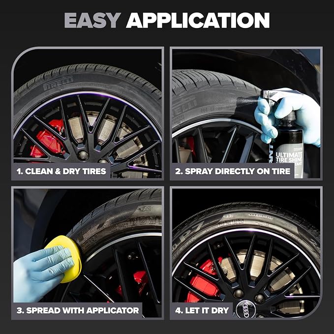 Carfidant Car Tire Shine 1 Gallon - Tire Dressing & Rubber Protectant - Dark, Wet Look with No Grease and No Sling!
