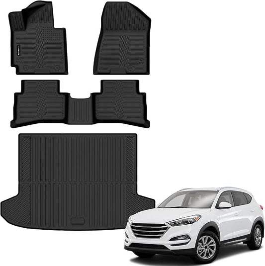 Auxko All Weather Floor Mats Cargo Mat for Hyundai Tucson 2016 2017 2018 All Season TPE Accessories Guard Odorless Anti-Slip Floor Liners Trunk Mat for Hyundai Tucson 2016 2017 2018
