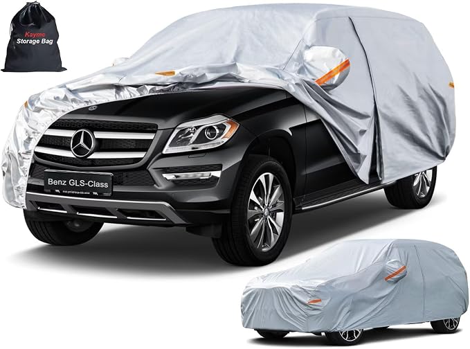 Kayme 6 Layers SUV Car Cover Custom Fit for Mercedes-Benz GLS-Class (2019-2026), Waterproof All Weather for Automobiles,Rain Sun UV Protection.Silver