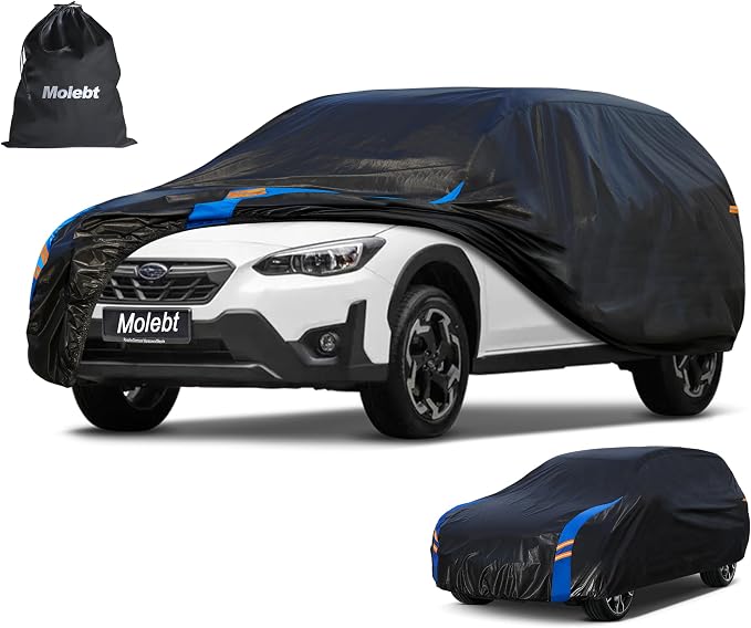 SUV Car Cover Waterproof All Weather for Automobiles, Full Exterior Covers for Jeep (170-181 inch) Universal Fit for Subaru CrossTrek, Kia Soul, Honda HRV etc. Rain Winter Sun Snow Protection.