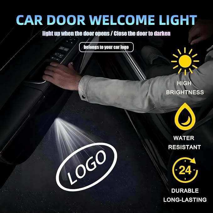 Car LED Logo Projector Puddle Light Compatible with Toyota Corolla/Camry/Highlander/Tundra/4Runner/Sienna/Prius/Venza/Sequoia/Crown, 4K-HD, Ghost Shadow Door Lamp, 2-Pack