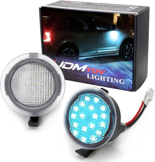 iJDMTOY Ice Blue LED Under Side Mirror Puddle Lights Compatible With Ford F150 Raptor Edge Explorer Flex, Lincoln Navigator Mark LT MKX etc. (Powered by 18 pcs Aqua SMD LED Lights)