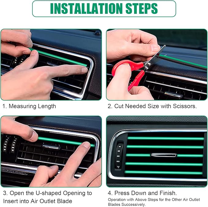 20 Pieces Universal Car Air Conditioner Vent Trim Decoration Strip Accessories, Waterproof Flexible Shiny Auto Car Interior Accessories for All Air Vent Outlet