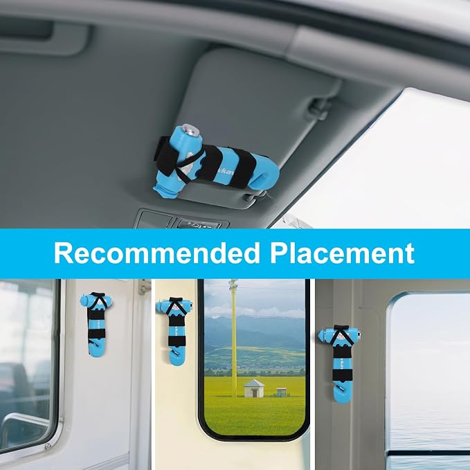 Window Breaker, 3-in-1 Emergency Escape Tool with Car Safety Hammer and Seat Belt Cutter, Safety Emergency Car Escape Tool Gift for Women (Blue)